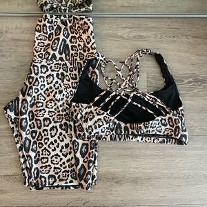 Onzie cheetah set strappy bra and high waist short